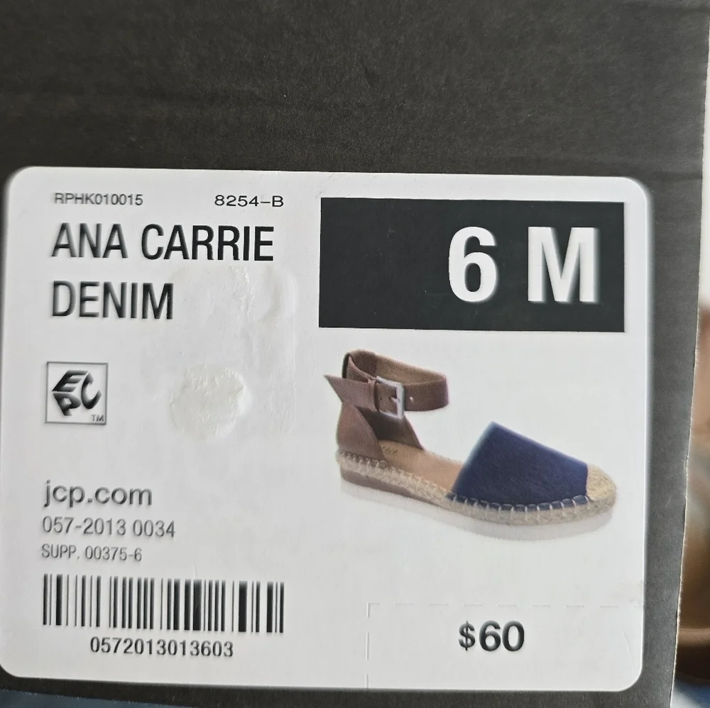 Ana Carrie Denim Espadrille Sandals Size 6M
